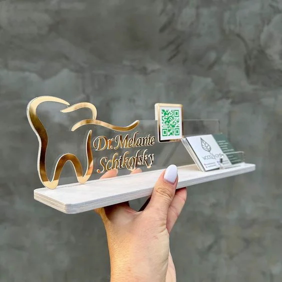 Premium Dental Desk Organizer with QR Code & Visiting Card Holder